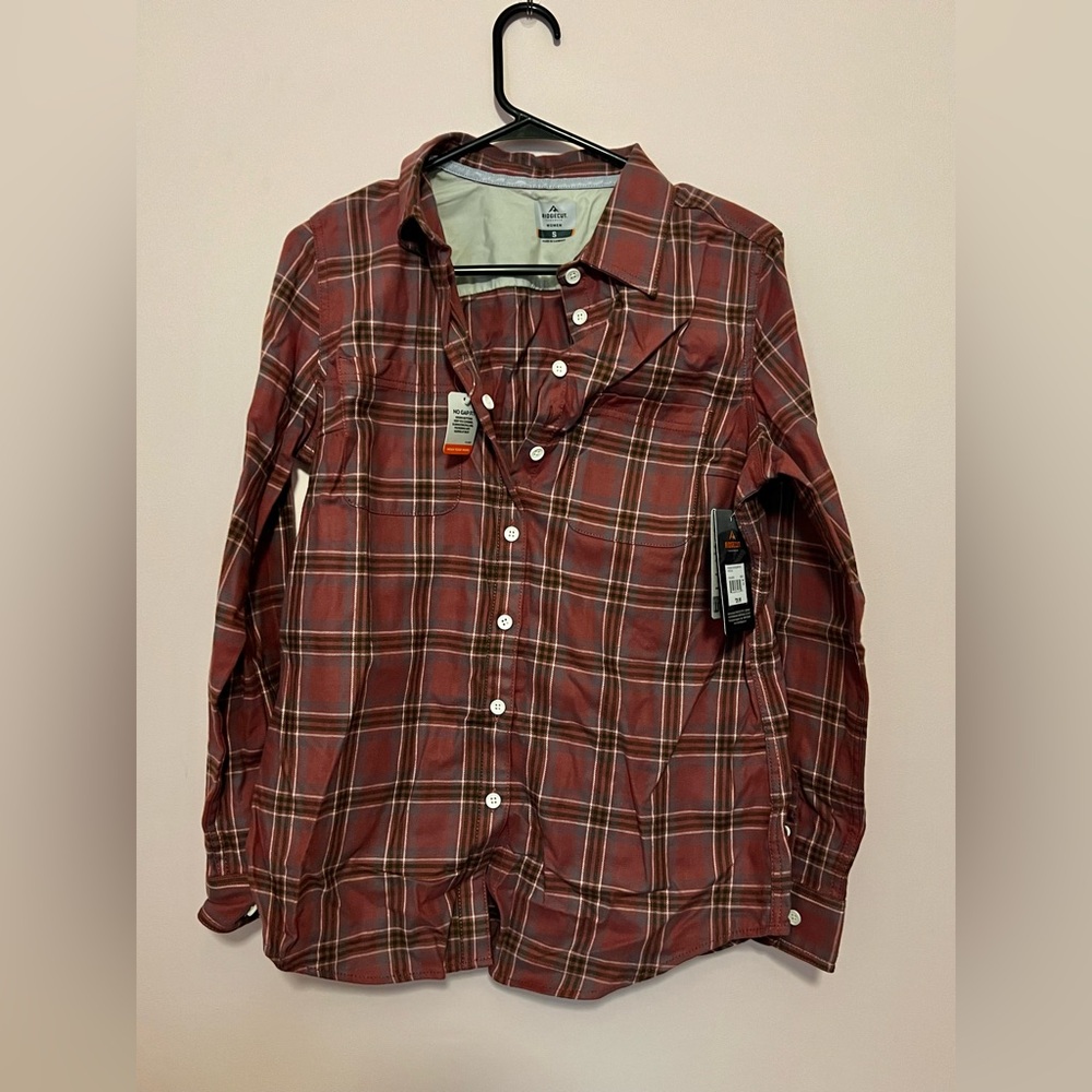 Ridgecut Toughwear Woman’s Flex Flannel Shirt Size S Pink Plaid NWT